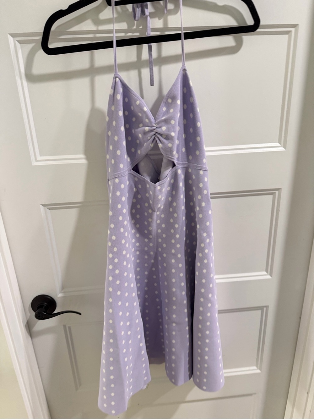 Ronny Kobo-sz Large-Lavender Polka Dot Halter Dress - Picture 3 of 5